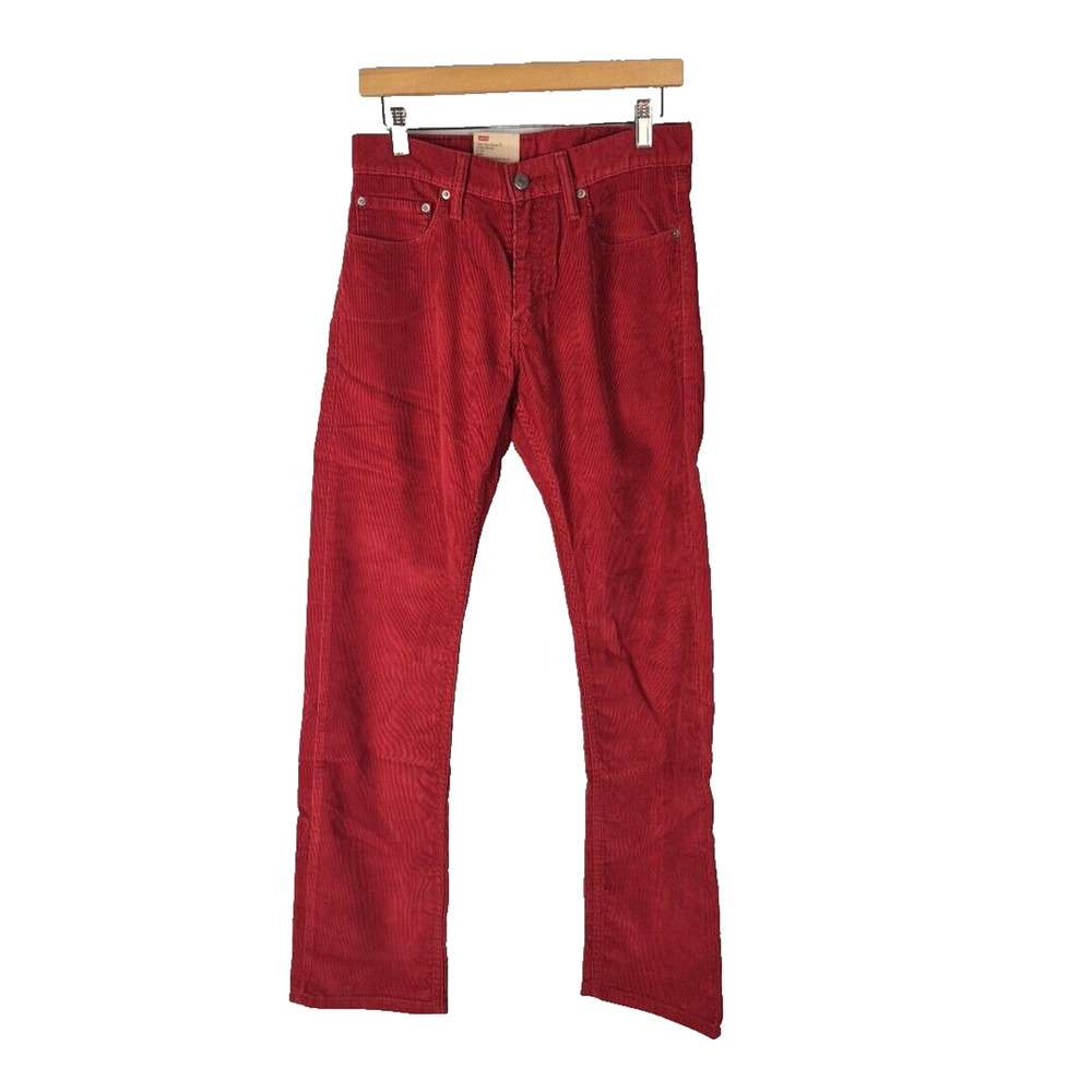 Levi's 514 Slim Straight Fit Corduroy Pants Mens Denim Jeans 29x32 Red 5140371